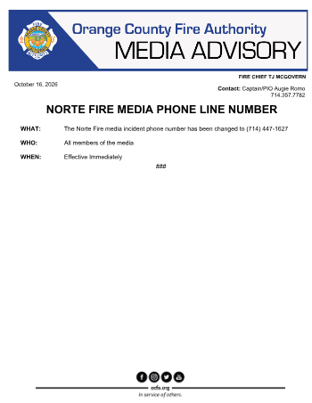 Norte Fire Media Advisory - Media Incident Phone Line | Orange County ...